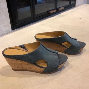 Franco Sarto Blue Leather Wedges